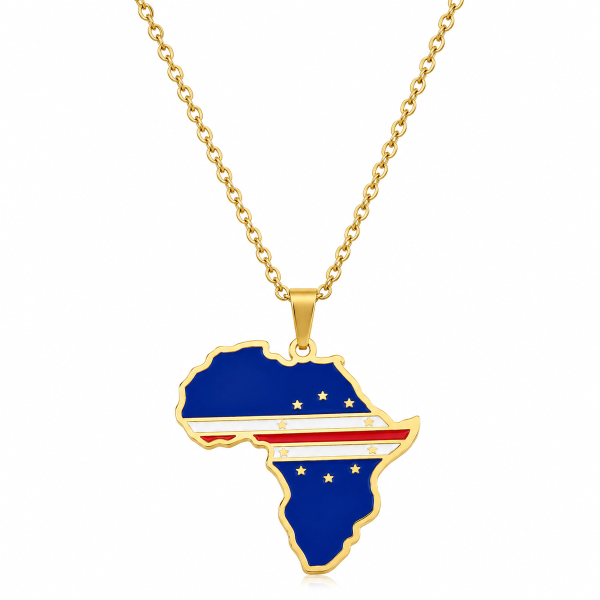 Cabo Verde Flag Africa Pendant Necklace